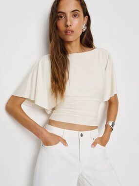Reformation Cream Avery Knit Top